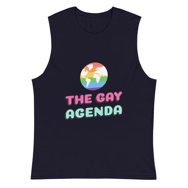 Navy The Gay Agenda Muscle Top by Queer In The World Originals sold by Queer In The World: The Shop - LGBT Merch Fashion