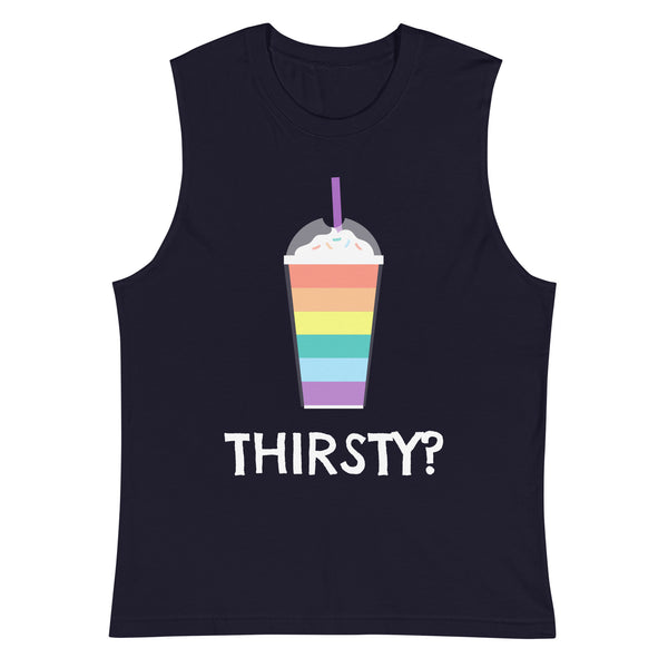 Navy Thirsty? Muscle Top by Queer In The World Originals sold by Queer In The World: The Shop - LGBT Merch Fashion
