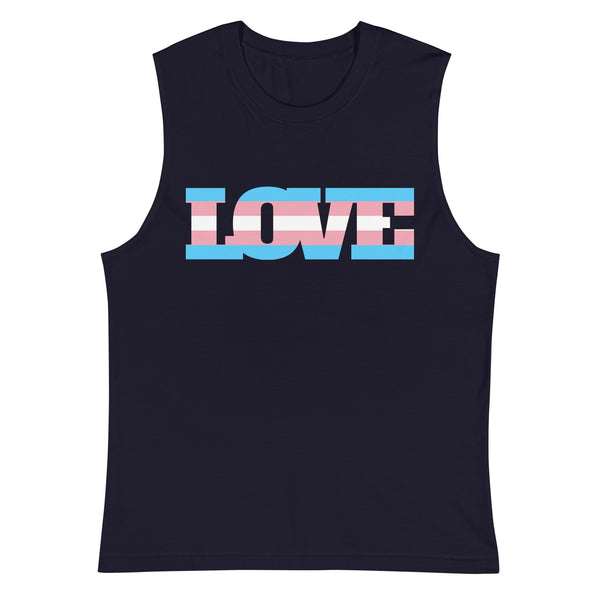 Navy Transgender Love Muscle Top by Queer In The World Originals sold by Queer In The World: The Shop - LGBT Merch Fashion