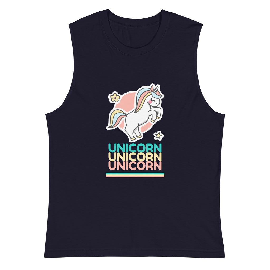 Navy Unicorn Unicorn Unicorn Muscle Top by Queer In The World Originals sold by Queer In The World: The Shop - LGBT Merch Fashion