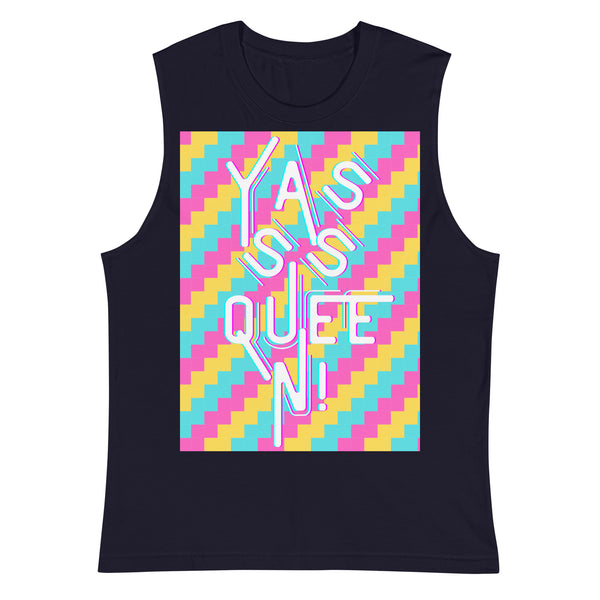 Navy Yasss Queen Muscle Top by Queer In The World Originals sold by Queer In The World: The Shop - LGBT Merch Fashion