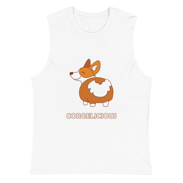 White Corgelicious Muscle Top by Queer In The World Originals sold by Queer In The World: The Shop - LGBT Merch Fashion