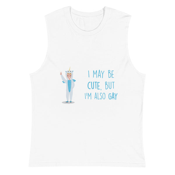 White Cute But Gay Muscle Top by Queer In The World Originals sold by Queer In The World: The Shop - LGBT Merch Fashion