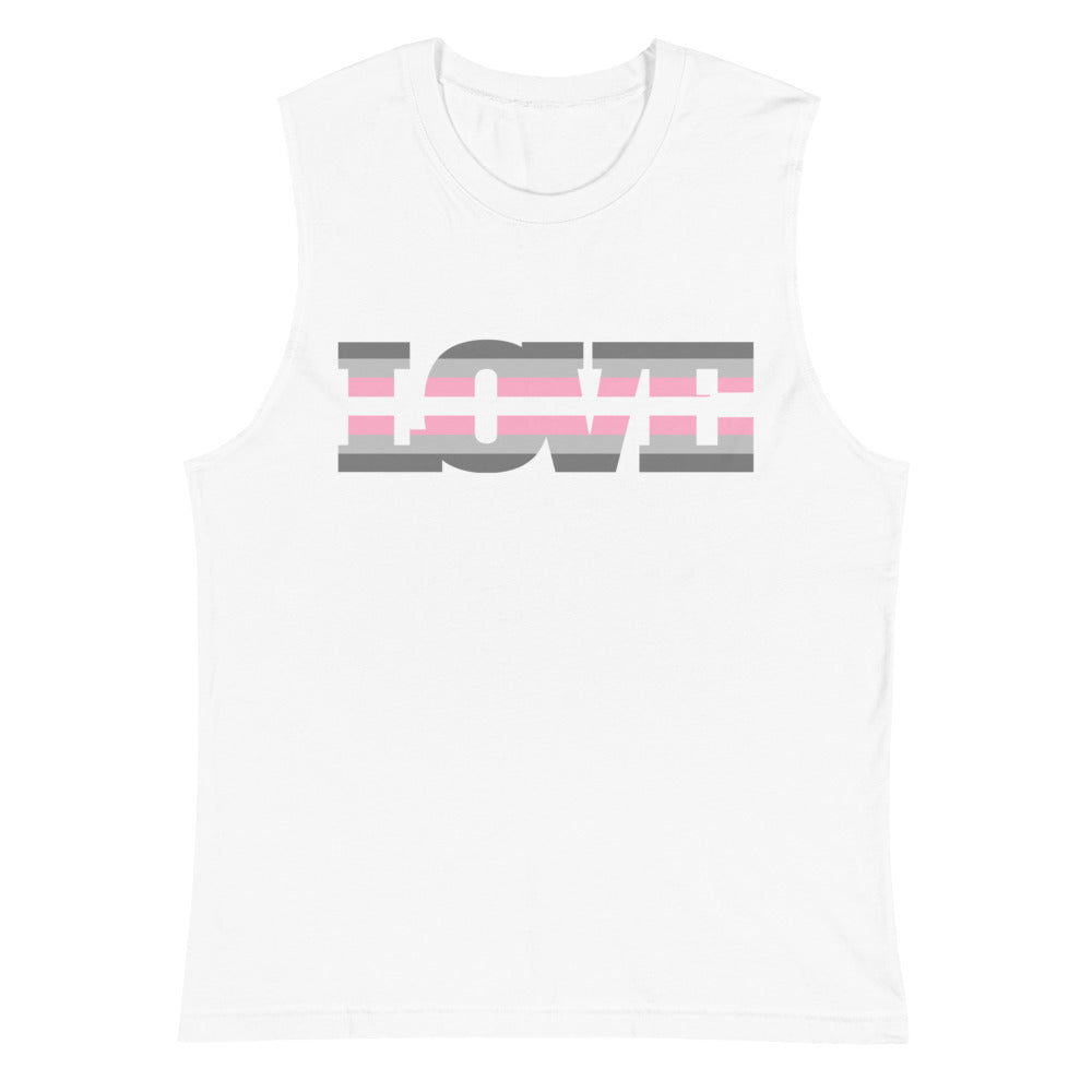 White Demigirl Love Muscle Top by Queer In The World Originals sold by Queer In The World: The Shop - LGBT Merch Fashion