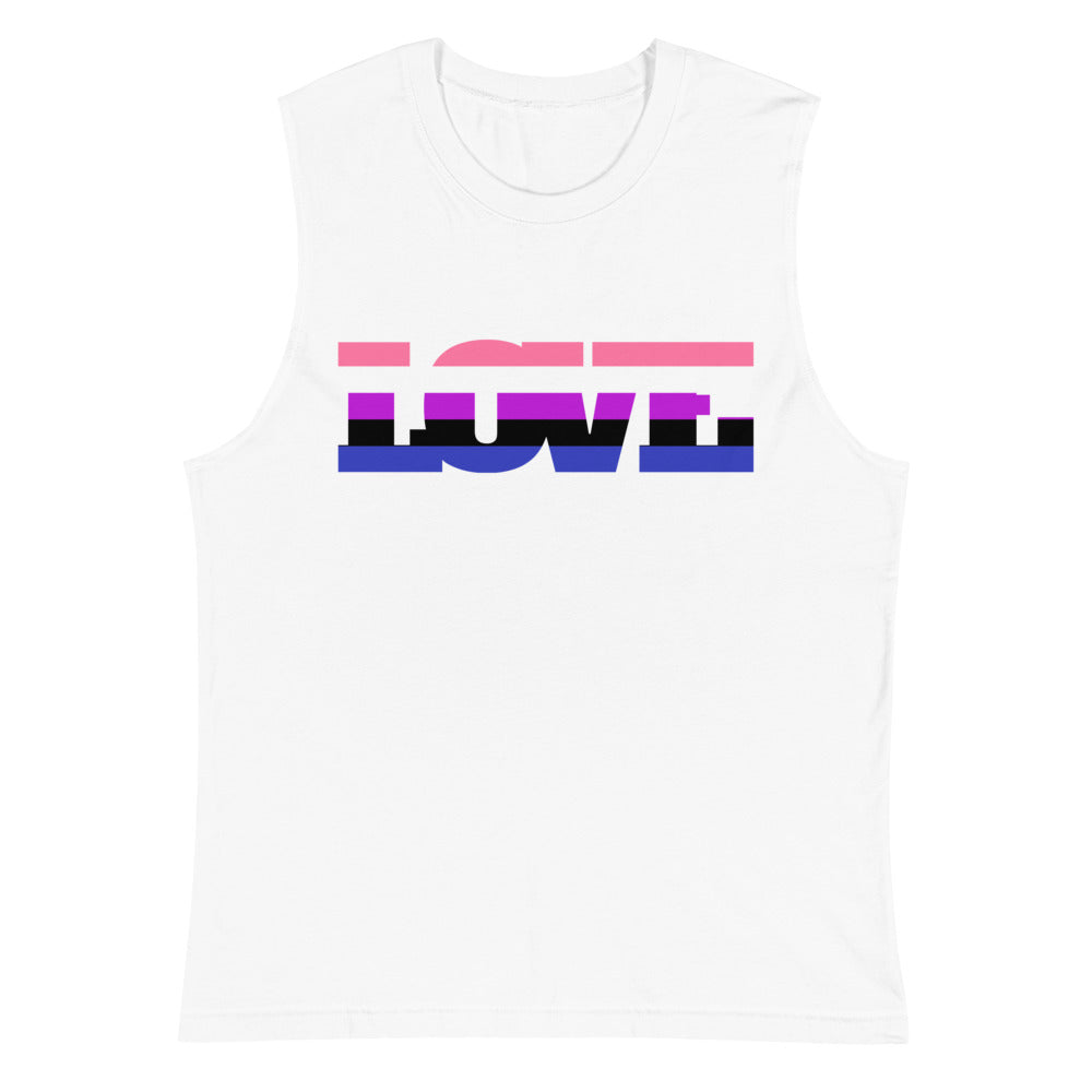 White Genderfluid Love Muscle Top by Queer In The World Originals sold by Queer In The World: The Shop - LGBT Merch Fashion