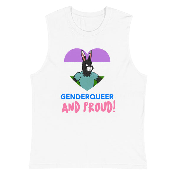 White Genderqueer And Proud Muscle Top by Queer In The World Originals sold by Queer In The World: The Shop - LGBT Merch Fashion