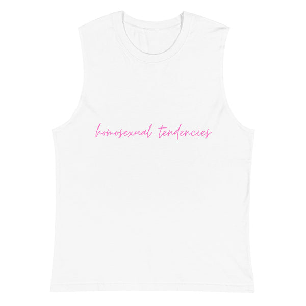 White Homosexual Tendencies Muscle Top by Queer In The World Originals sold by Queer In The World: The Shop - LGBT Merch Fashion