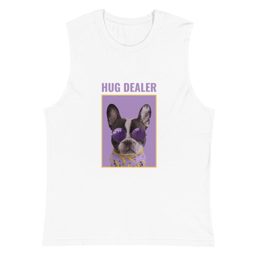 White Hug Dealer Muscle Shirt by Printful sold by Queer In The World: The Shop - LGBT Merch Fashion