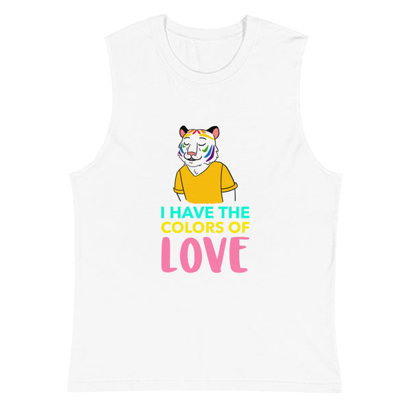 White I Have The Colors Of Love Muscle Top by Queer In The World Originals sold by Queer In The World: The Shop - LGBT Merch Fashion