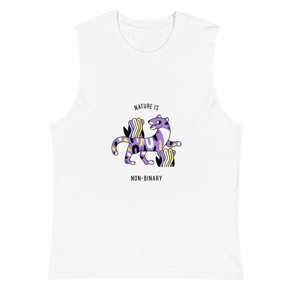 White Nature Is Non-Binary Muscle Top by Queer In The World Originals sold by Queer In The World: The Shop - LGBT Merch Fashion