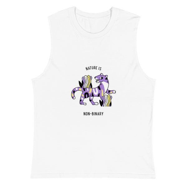 White Nature Is Non-Binary Muscle Top by Queer In The World Originals sold by Queer In The World: The Shop - LGBT Merch Fashion