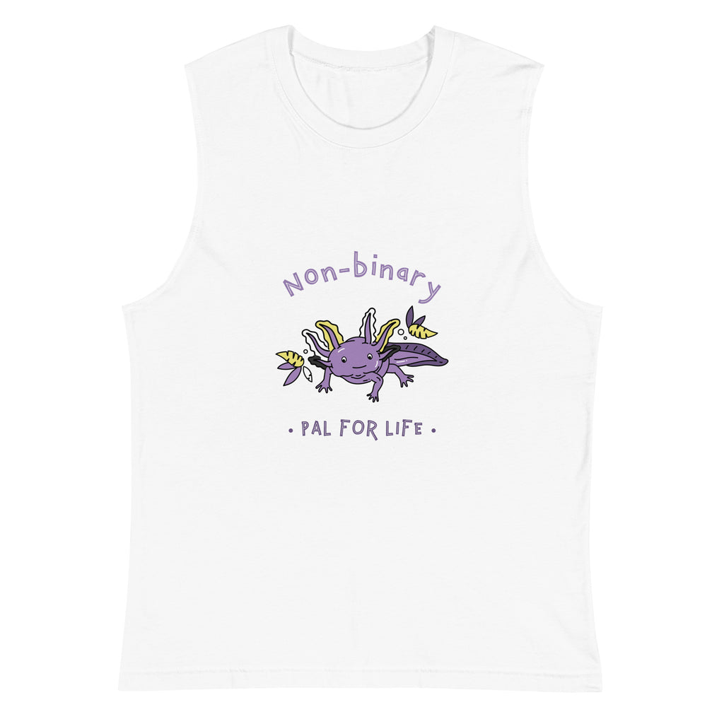 White Non-Binary Pal For Life Muscle Top by Queer In The World Originals sold by Queer In The World: The Shop - LGBT Merch Fashion