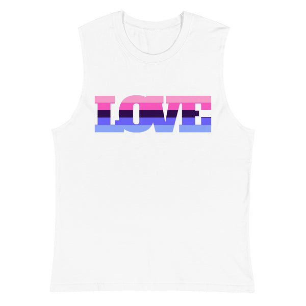 White Omnisexual Love Muscle Top by Queer In The World Originals sold by Queer In The World: The Shop - LGBT Merch Fashion