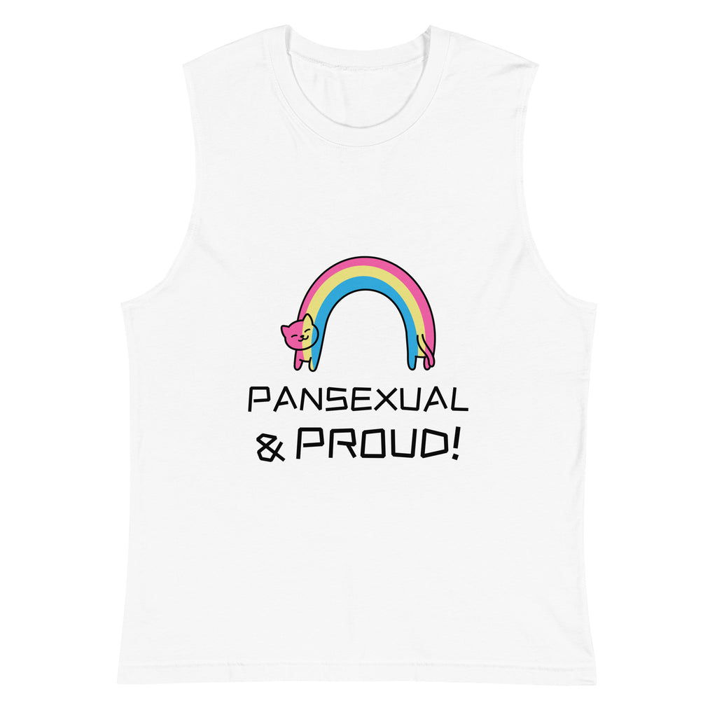 White Pansexual & Proud Muscle Shirt by Queer In The World Originals sold by Queer In The World: The Shop - LGBT Merch Fashion