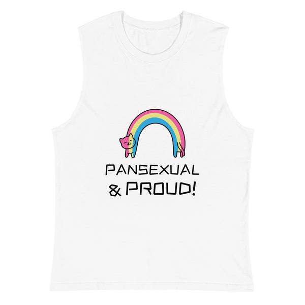 White Pansexual & Proud Muscle Top by Queer In The World Originals sold by Queer In The World: The Shop - LGBT Merch Fashion