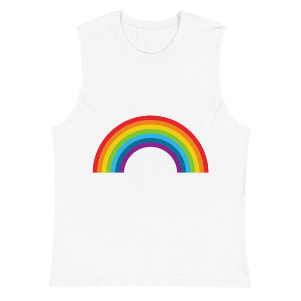 White Rainbow Muscle Top by Queer In The World Originals sold by Queer In The World: The Shop - LGBT Merch Fashion