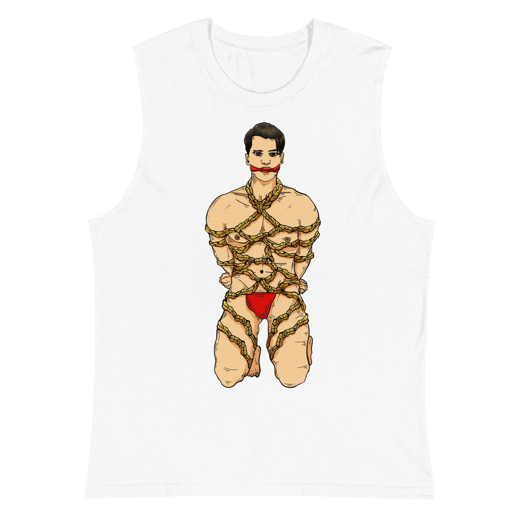 White Shibari Muscle Top by Queer In The World Originals sold by Queer In The World: The Shop - LGBT Merch Fashion