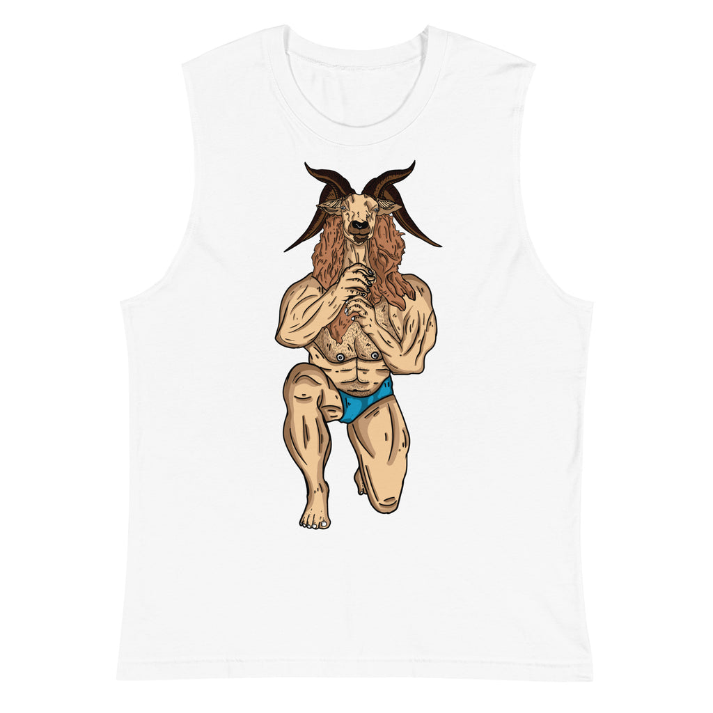 White Throat Goat Muscle Top by Queer In The World Originals sold by Queer In The World: The Shop - LGBT Merch Fashion