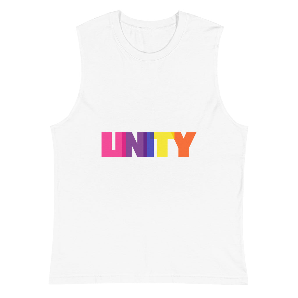 White Unity Muscle Shirt by Queer In The World Originals sold by Queer In The World: The Shop - LGBT Merch Fashion