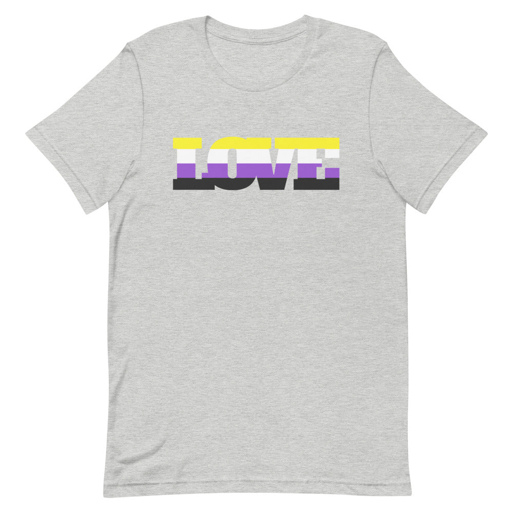 Athletic Heather Non-Binary Love T-Shirt by Queer In The World Originals sold by Queer In The World: The Shop - LGBT Merch Fashion