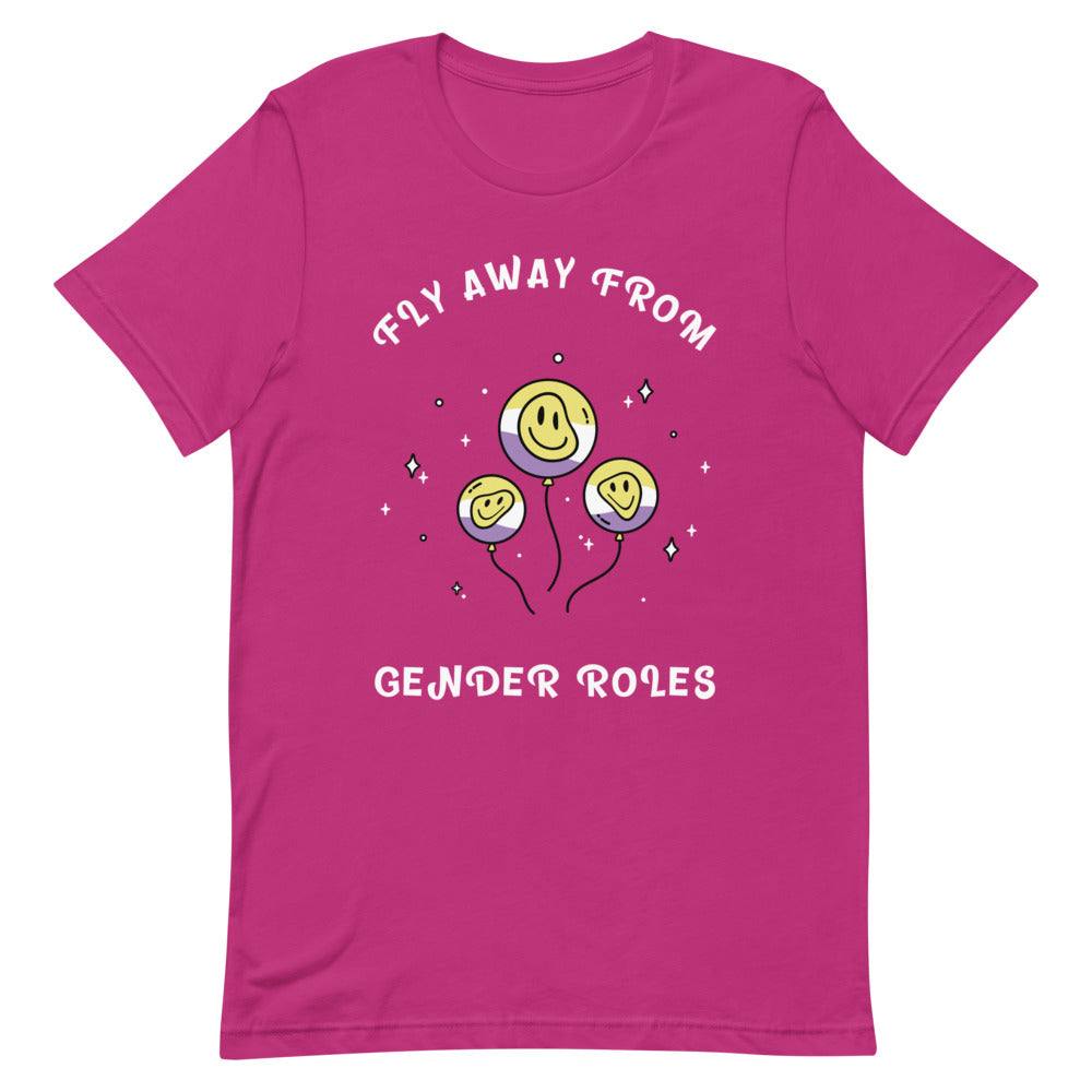 Berry Fly Away From Gender Roles T-Shirt by Queer In The World Originals sold by Queer In The World: The Shop - LGBT Merch Fashion