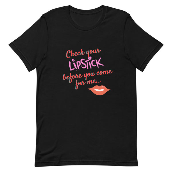 Black Check Your Lipstick T-Shirt by Queer In The World Originals sold by Queer In The World: The Shop - LGBT Merch Fashion