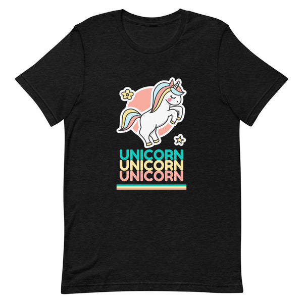 Black Heather Unicorn Unicorn Unicorn T-Shirt by Queer In The World Originals sold by Queer In The World: The Shop - LGBT Merch Fashion