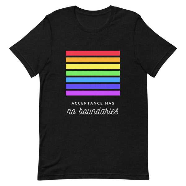 Black Heather Acceptance Has No Boundaries T-Shirt by Queer In The World Originals sold by Queer In The World: The Shop - LGBT Merch Fashion