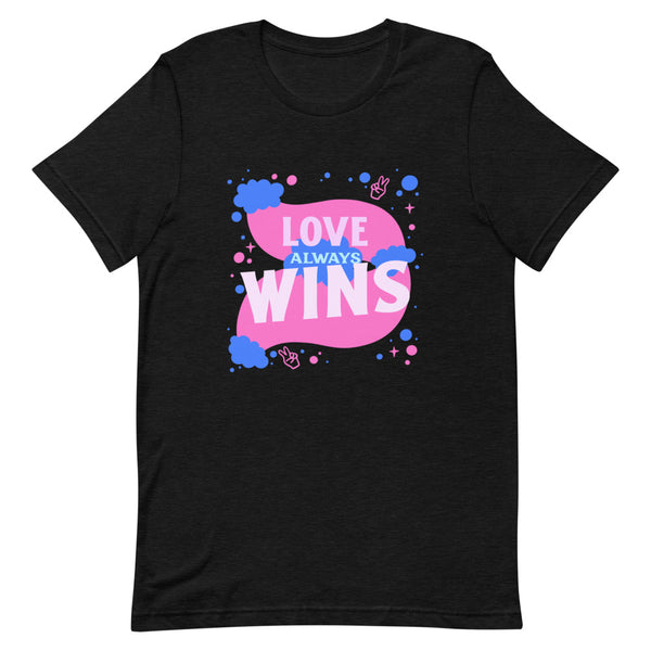 Black Heather Love Always Wins T-Shirt by Queer In The World Originals sold by Queer In The World: The Shop - LGBT Merch Fashion