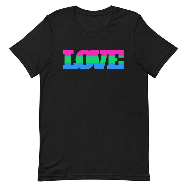 Black Heather Polysexual Love T-Shirt by Queer In The World Originals sold by Queer In The World: The Shop - LGBT Merch Fashion