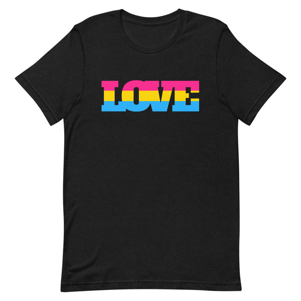 Black Heather Pansexual Love T-Shirt by Queer In The World Originals sold by Queer In The World: The Shop - LGBT Merch Fashion