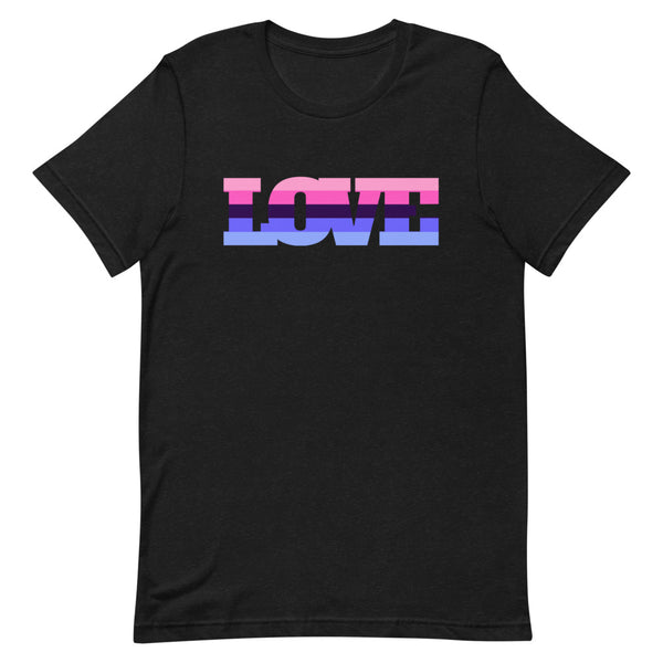 Black Heather Omnisexual Love T-Shirt by Queer In The World Originals sold by Queer In The World: The Shop - LGBT Merch Fashion