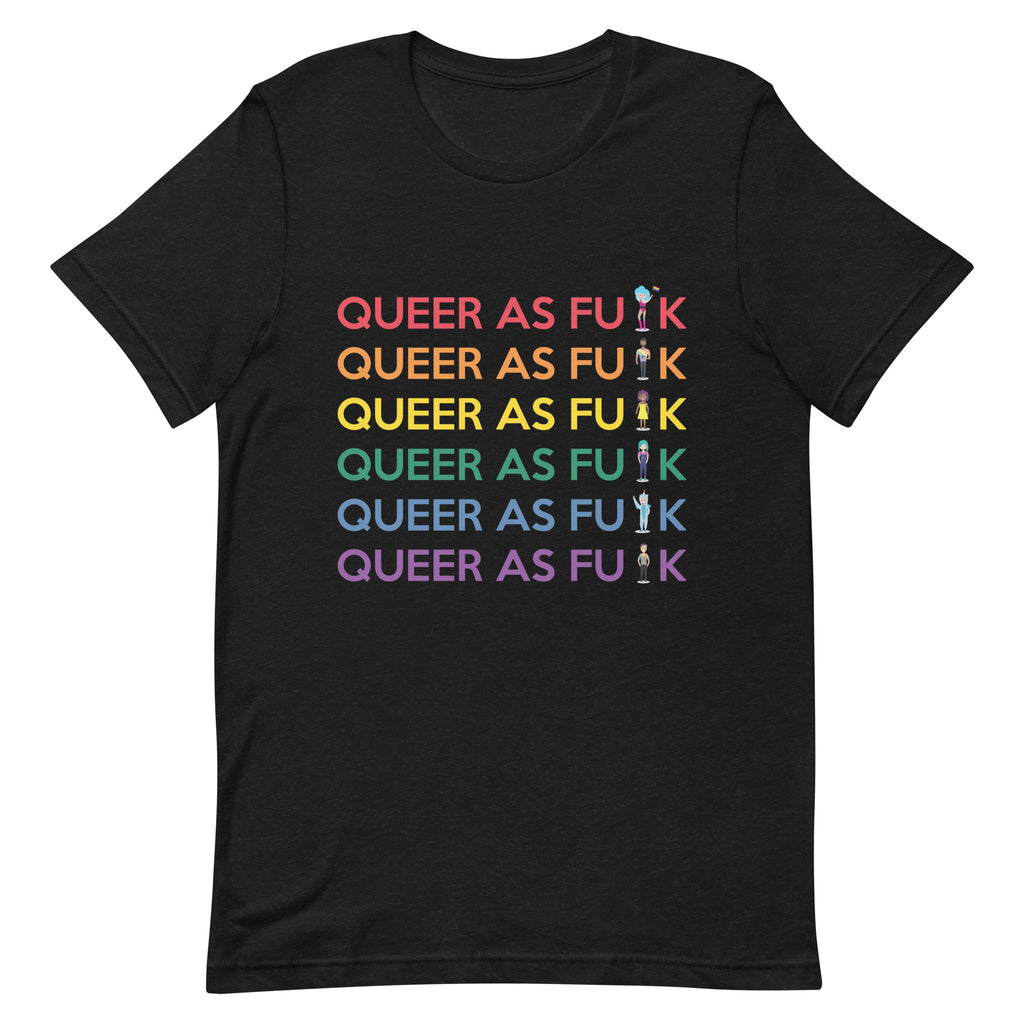 Black Heather Queer As Fu*k T-Shirt by Queer In The World Originals sold by Queer In The World: The Shop - LGBT Merch Fashion