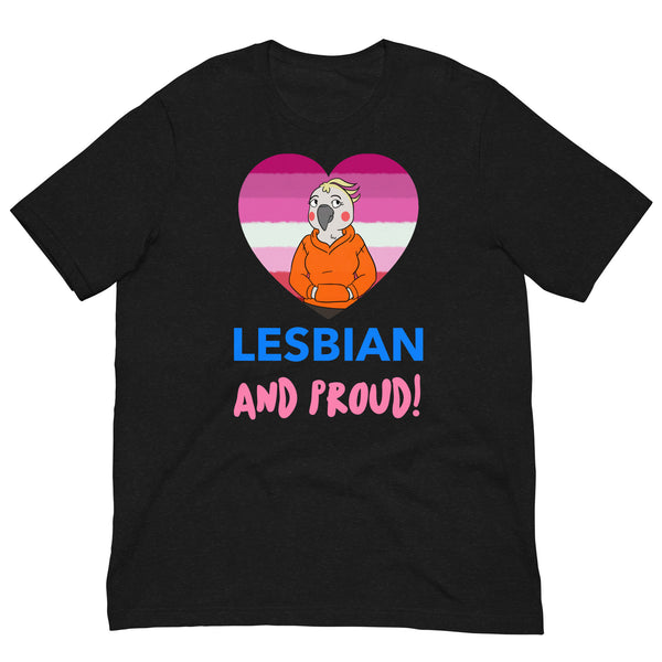 Black Heather Lesbian and Proud Unisex T-Shirt by Queer In The World Originals sold by Queer In The World: The Shop - LGBT Merch Fashion