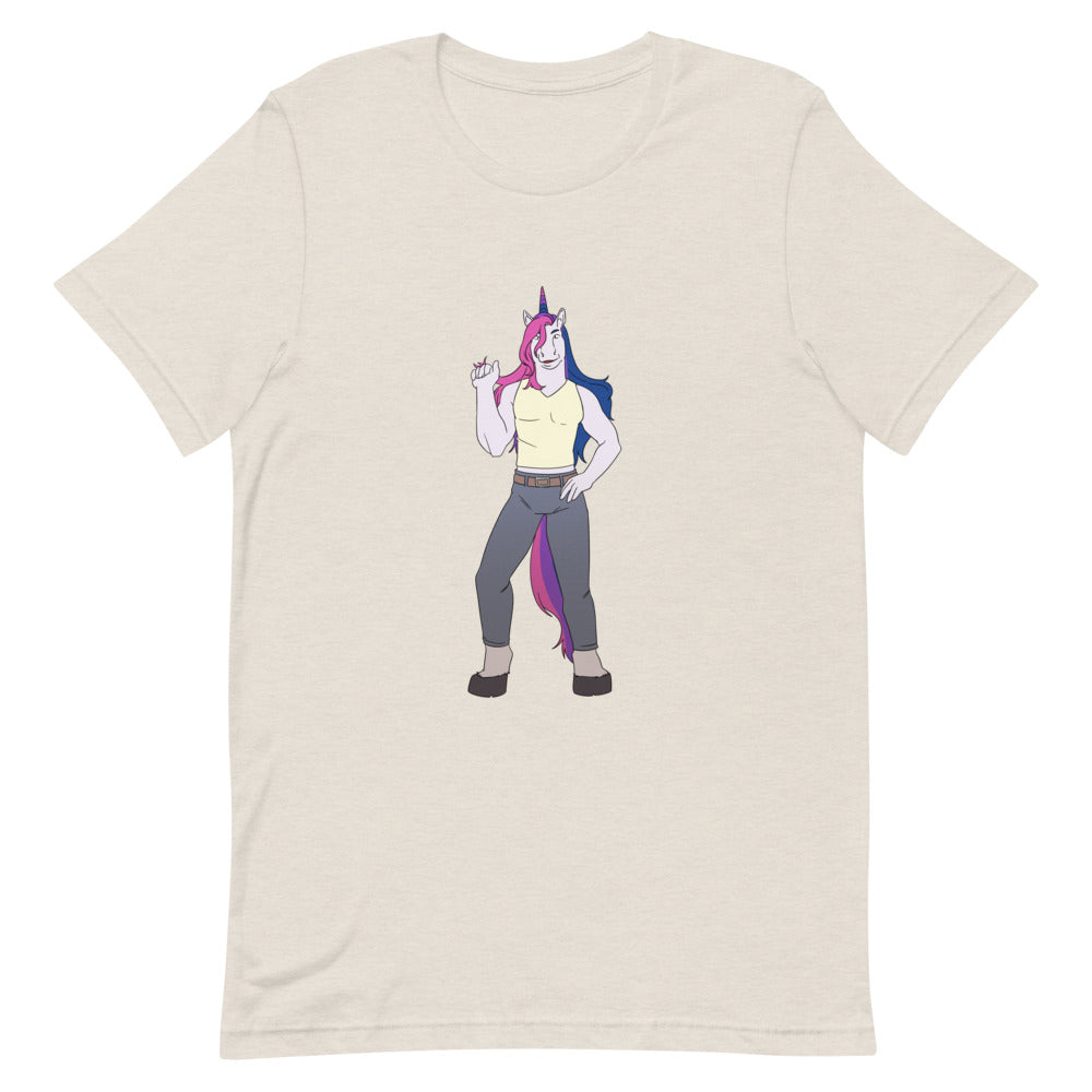 Heather Dust Bisexual Unicorn T-Shirt by Printful sold by Queer In The World: The Shop - LGBT Merch Fashion