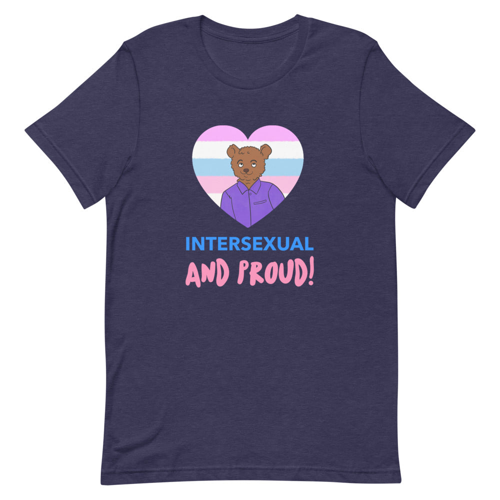 Heather Midnight Navy Intersexual And Proud T-Shirt by Queer In The World Originals sold by Queer In The World: The Shop - LGBT Merch Fashion