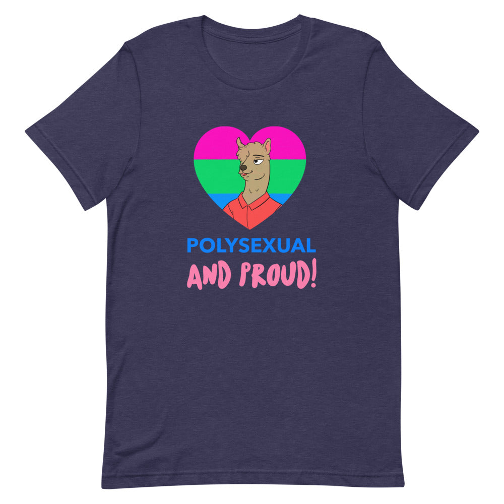 Heather Midnight Navy Polysexual And Proud T-Shirt by Queer In The World Originals sold by Queer In The World: The Shop - LGBT Merch Fashion