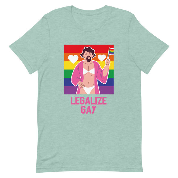 Heather Prism Dusty Blue Legalize Gay T-Shirt by Queer In The World Originals sold by Queer In The World: The Shop - LGBT Merch Fashion