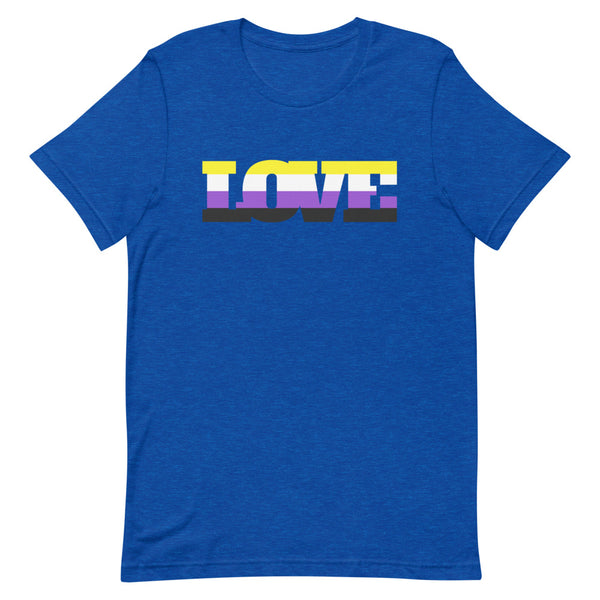 Heather True Royal Non-Binary Love T-Shirt by Queer In The World Originals sold by Queer In The World: The Shop - LGBT Merch Fashion