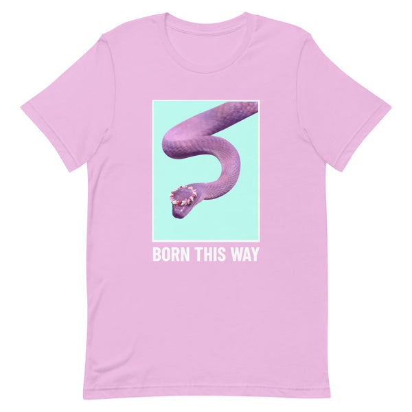 Lilac Born This Way T-Shirt by Printful sold by Queer In The World: The Shop - LGBT Merch Fashion