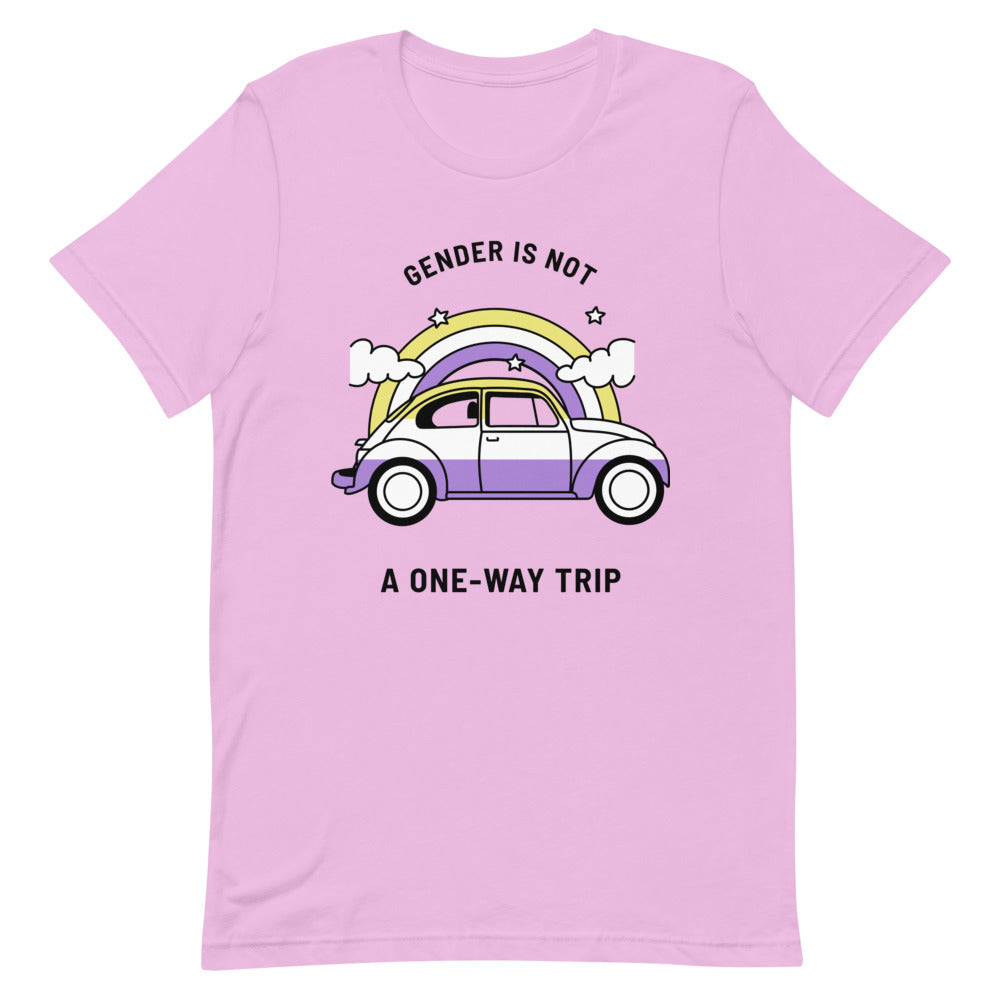 Lilac Gender Is Not A One-Way Trip T-Shirt by Queer In The World Originals sold by Queer In The World: The Shop - LGBT Merch Fashion