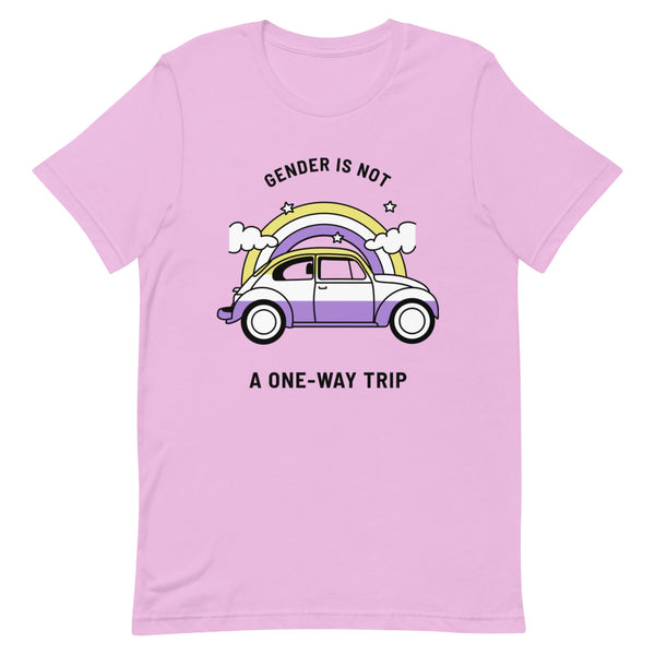 Lilac Gender Is Not A One-Way Trip T-Shirt by Queer In The World Originals sold by Queer In The World: The Shop - LGBT Merch Fashion