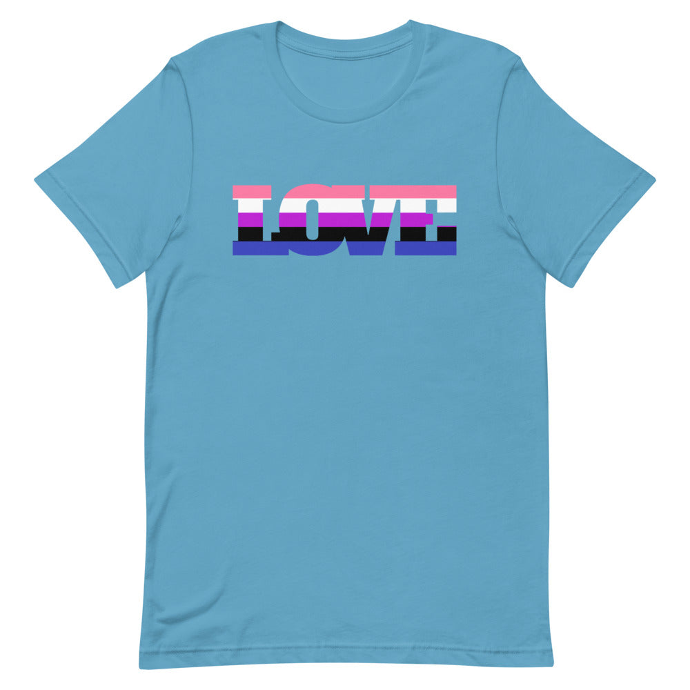 Ocean Blue Genderfluid Love T-Shirt by Queer In The World Originals sold by Queer In The World: The Shop - LGBT Merch Fashion