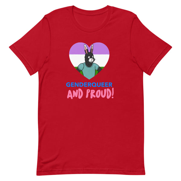 Red Genderqueer And Proud T-Shirt by Queer In The World Originals sold by Queer In The World: The Shop - LGBT Merch Fashion