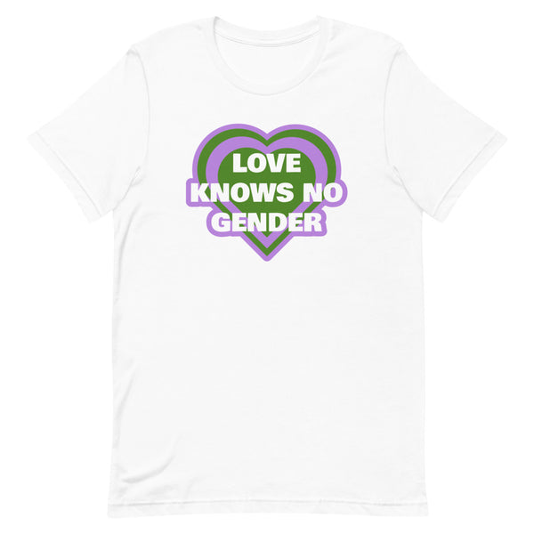 White Love Knows No Gender Genderqueer T-Shirt by Queer In The World Originals sold by Queer In The World: The Shop - LGBT Merch Fashion