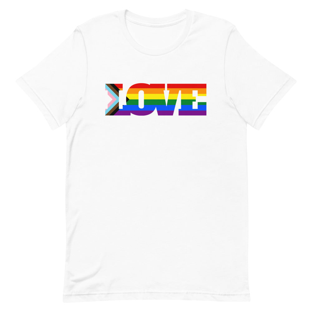 White Progress LGBT Love T-Shirt by Queer In The World Originals sold by Queer In The World: The Shop - LGBT Merch Fashion