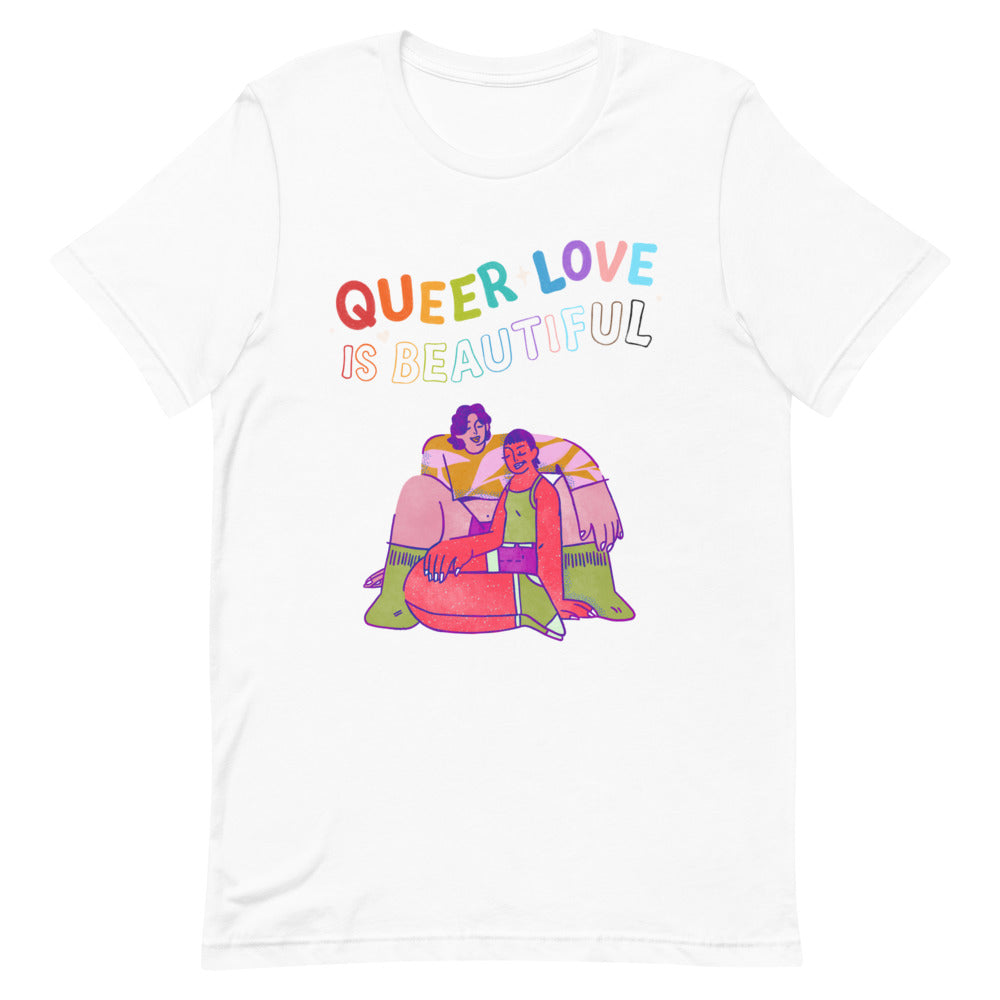 White Queer Love is Beautiful T-Shirt by Queer In The World Originals sold by Queer In The World: The Shop - LGBT Merch Fashion