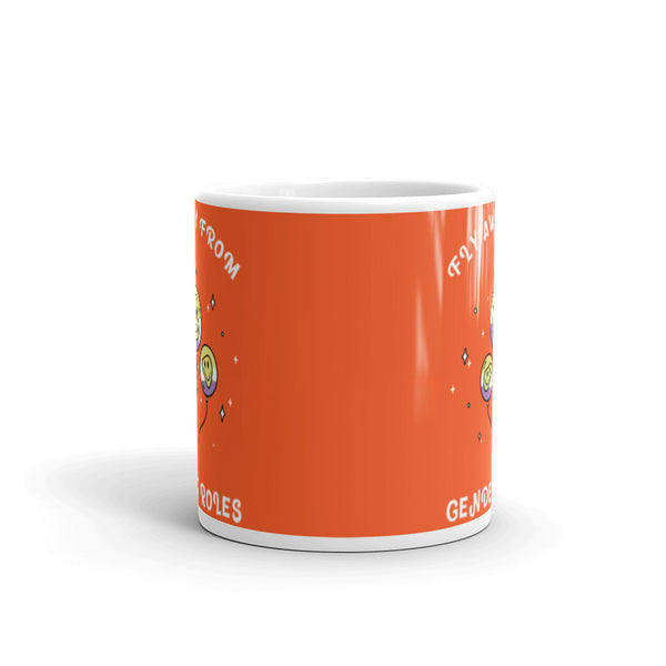  Fly Away From Gender Roles Mug by Queer In The World Originals sold by Queer In The World: The Shop - LGBT Merch Fashion