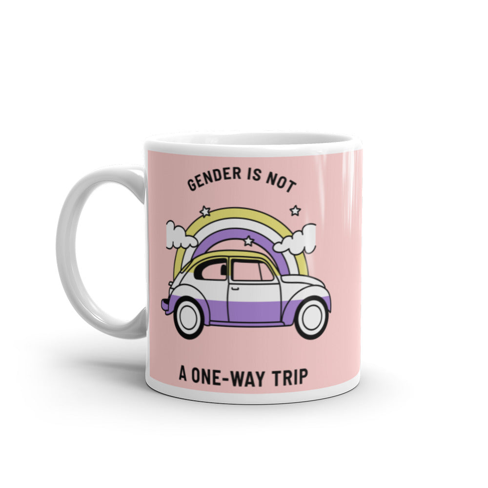  Gender Is Not A One-way Trip Mug by Queer In The World Originals sold by Queer In The World: The Shop - LGBT Merch Fashion