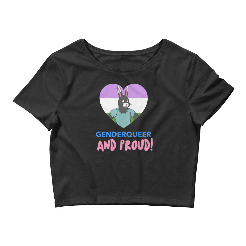 Black Genderqueer And Proud Crop Top by Printful sold by Queer In The World: The Shop - LGBT Merch Fashion